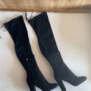 Dolce Vita Katy thigh high Boots Microsuede Size 6.5 black with zipper sb-122